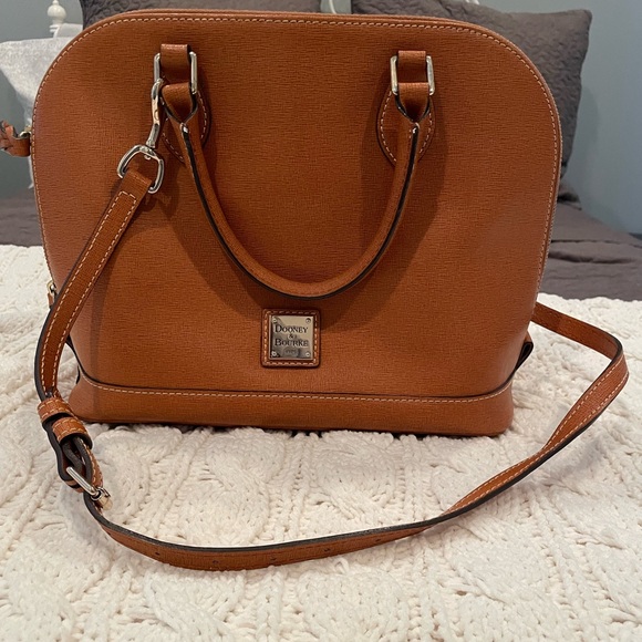 DOONEY & BOURKE Pebble Grain Zip Zip Satchel Caramel Hand Bag Purse | EUC - Picture 2 of 12
